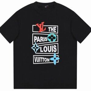 LV Block Letter Logo T-shirt | Stylish Unisex Black Designer Tee